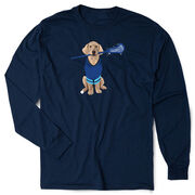 Guys Lacrosse Tshirt Long Sleeve - Laxer the Lacrosse Dog