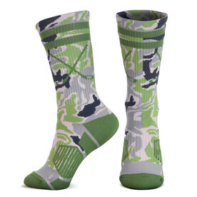 Hockey Woven Mid-Calf Socks - Classic Stripe Crossed Sticks (Camo)
