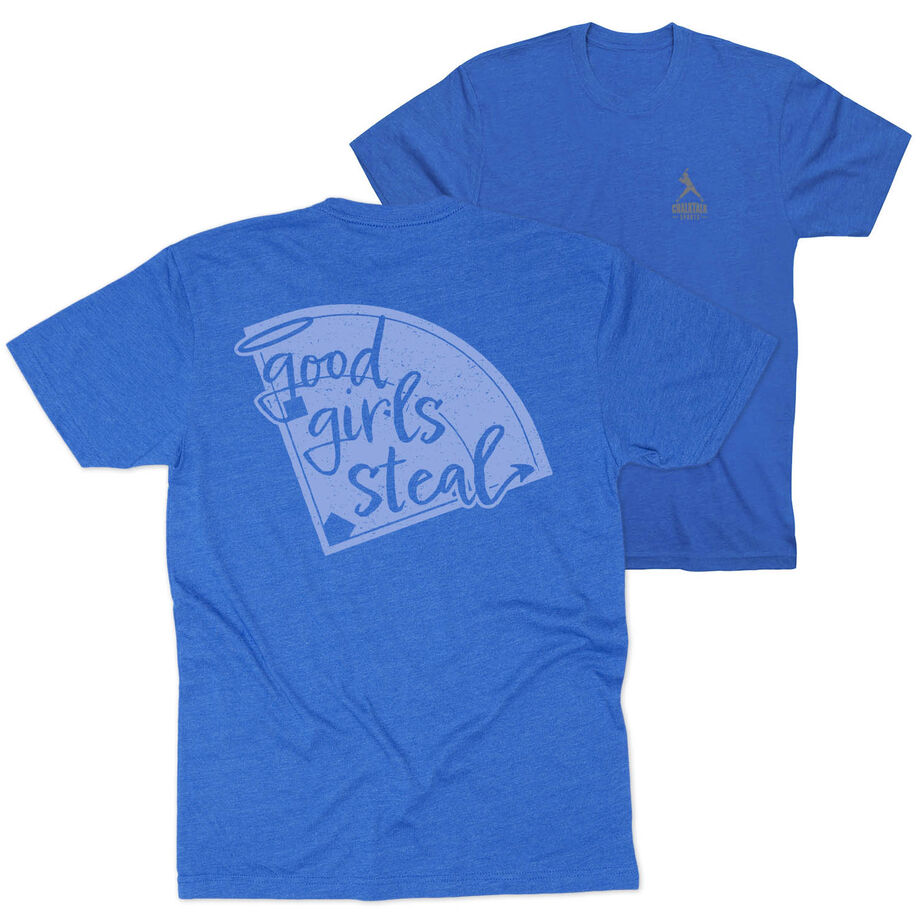 Softball Short Sleeve T-Shirt - Good Girls Steal (Back Design)