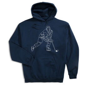 Hockey Hooded Sweatshirt - Hockey Player Sketch