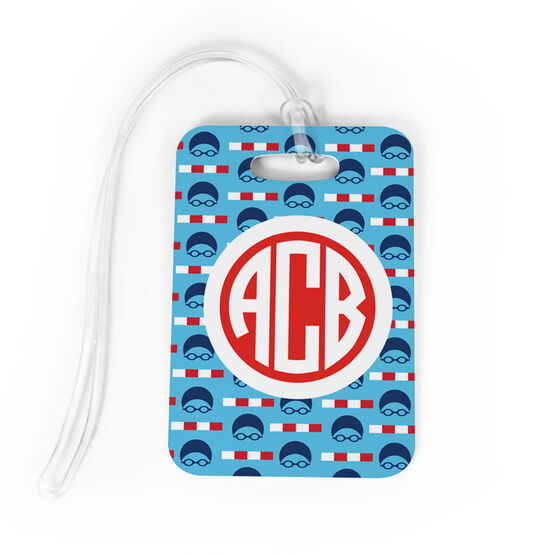 Swimming Bag/Luggage Tag - Personalized Swimming Pattern Monogram