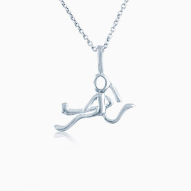Silver Plated Field Hockey Girl (Stick Figure) Necklace
