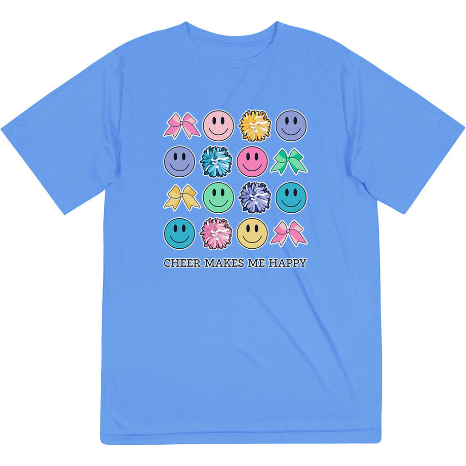 Cheerleading Short Sleeve Performance Tee - Cheer Makes Me Happy