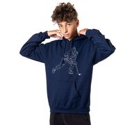 Hockey Hooded Sweatshirt - Hockey Player Sketch