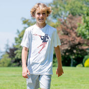 Guys Lacrosse Short Sleeve Performance Tee - American Flag Silhouette