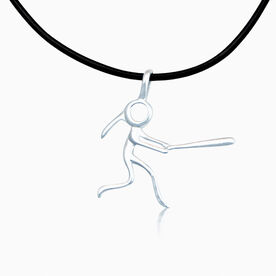 Silver Softball Girl (Stick Figure) Necklace