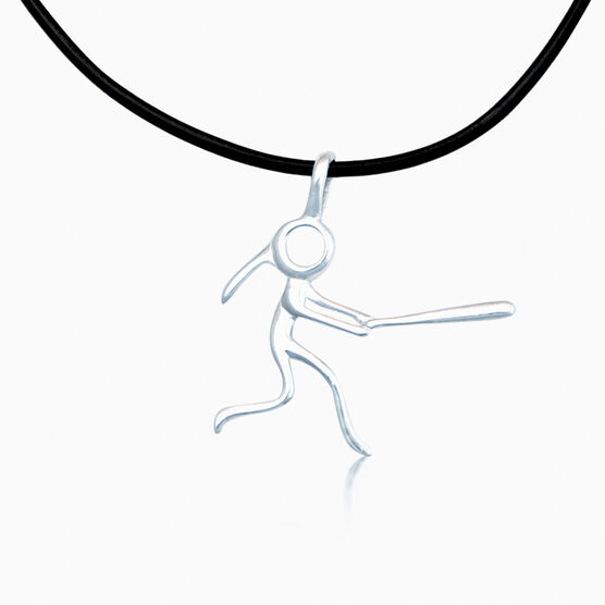 Silver Softball Girl (Stick Figure) Necklace