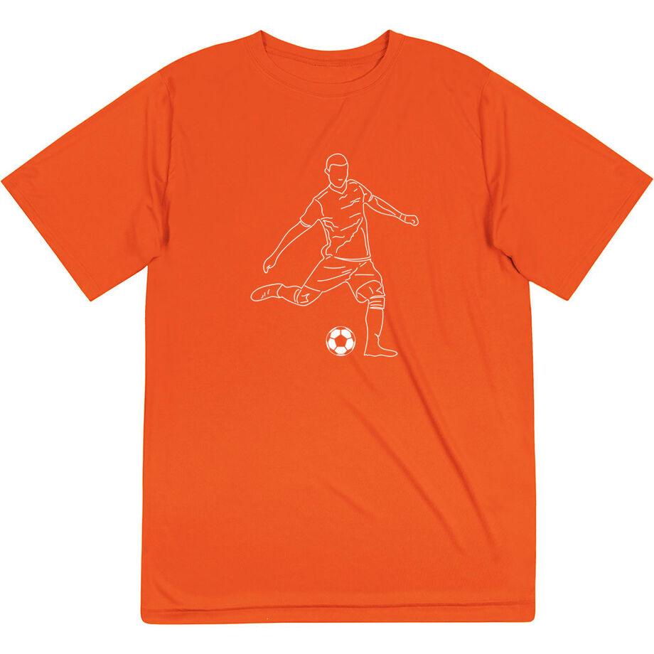 Soccer Short Sleeve Performance Tee - Soccer Guy Player Sketch - Personalization Image