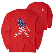 Baseball Tshirt Long Sleeve - Baseball Stars and Stripes Player (Back Design)