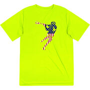 Guys Lacrosse Short Sleeve Performance Tee - American Flag Silhouette