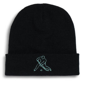 Hockey Embroidered Beanie - Hockey Player