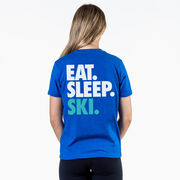 Skiing Short Sleeve T-Shirt - Eat Sleep Ski (Back Design)