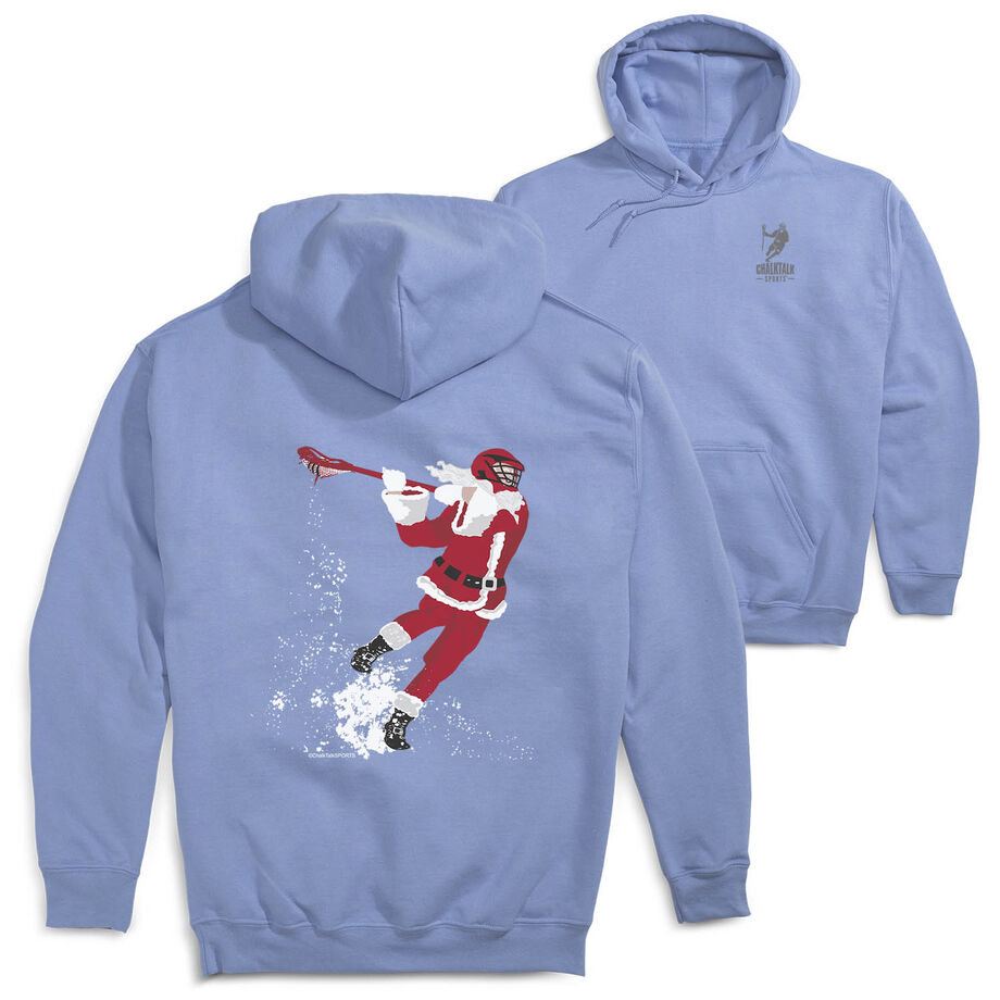 Guys Lacrosse Hooded Sweatshirt - Santa Laxer (Back Design)