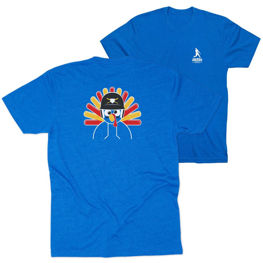 Baseball/Softball Short Sleeve T-Shirt - Goofy Turkey Player (Back Design)