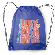 Softball Drawstring Backpack - Hey Batter Batter