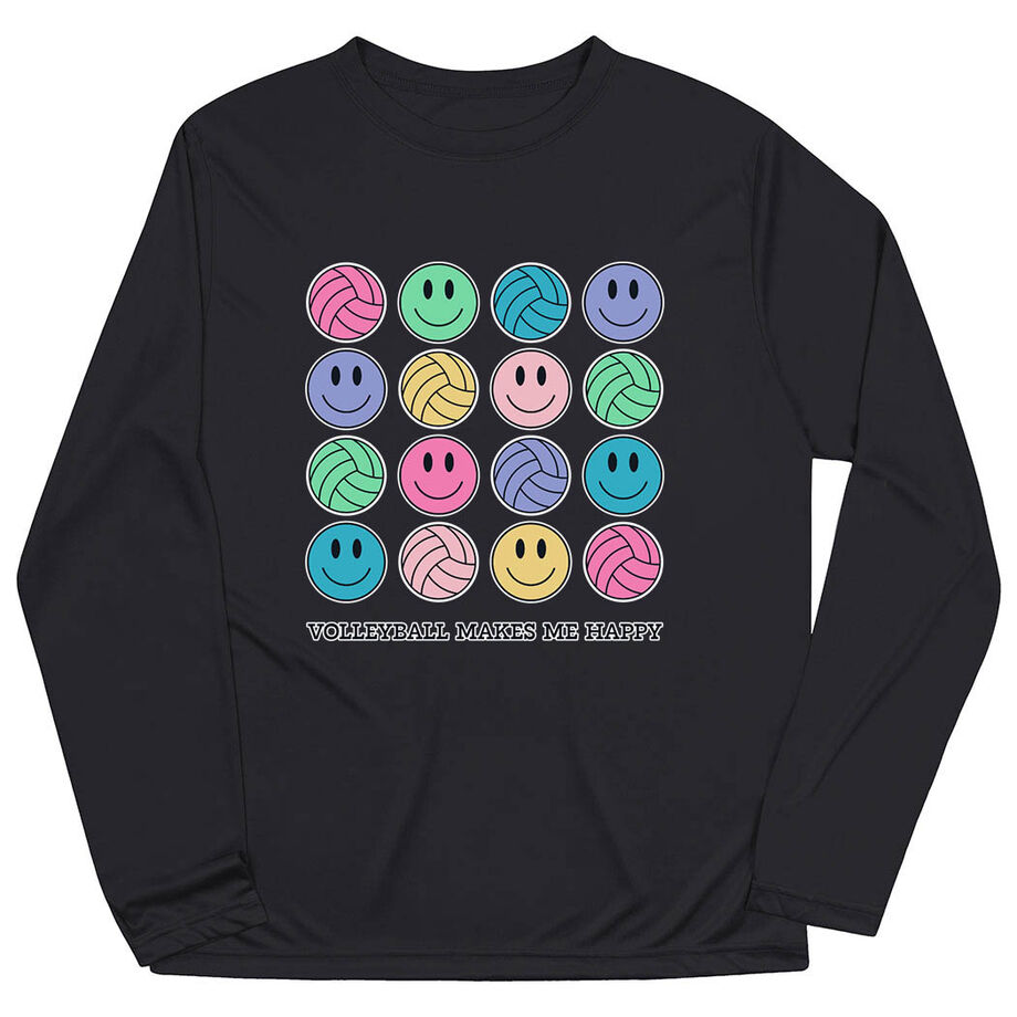 Volleyball Long Sleeve Performance Tee - Volleyball Makes Me Happy