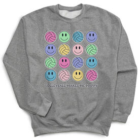 Volleyball Crewneck Sweatshirt - Volleyball Makes Me Happy
