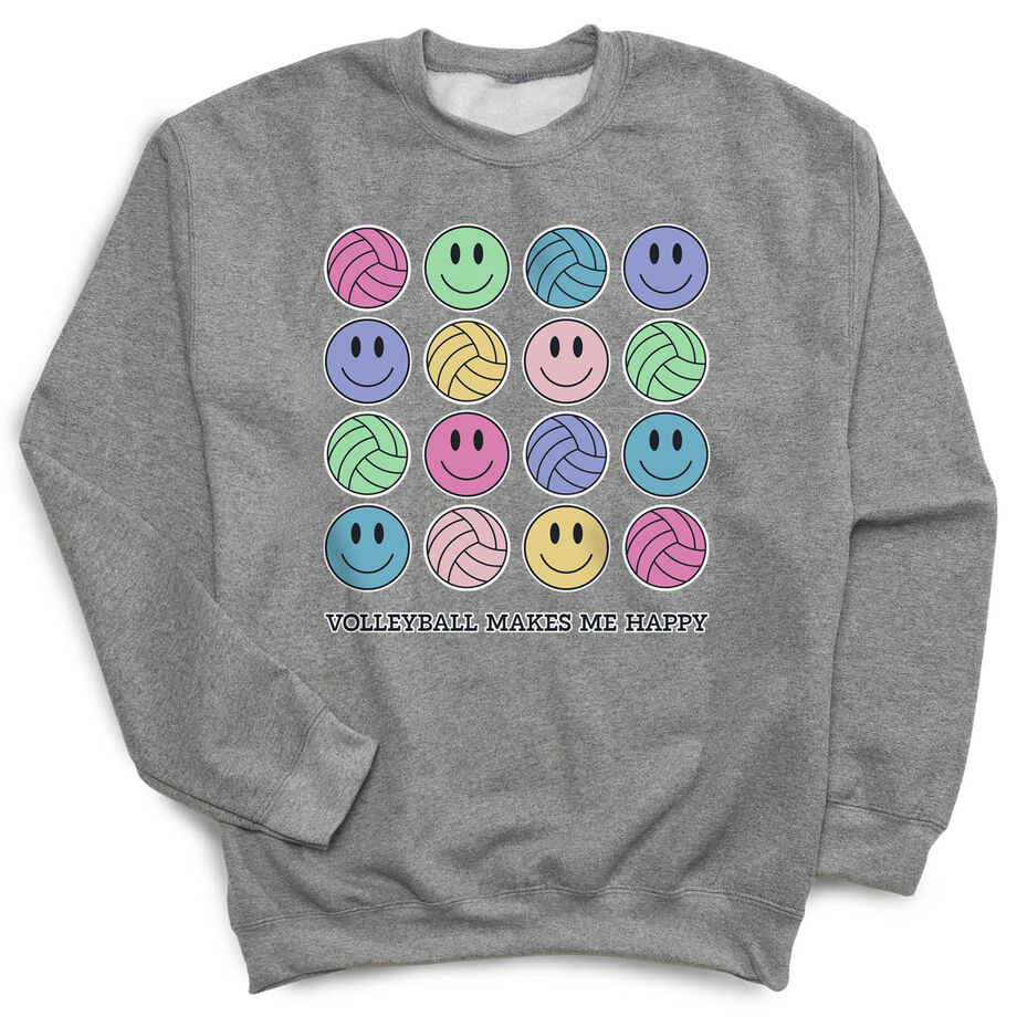 Volleyball Crewneck Sweatshirt - Volleyball Makes Me Happy