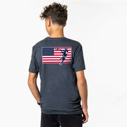 Guys Lacrosse Short Sleeve T-Shirt - Patriotic Lacrosse (Back Design)