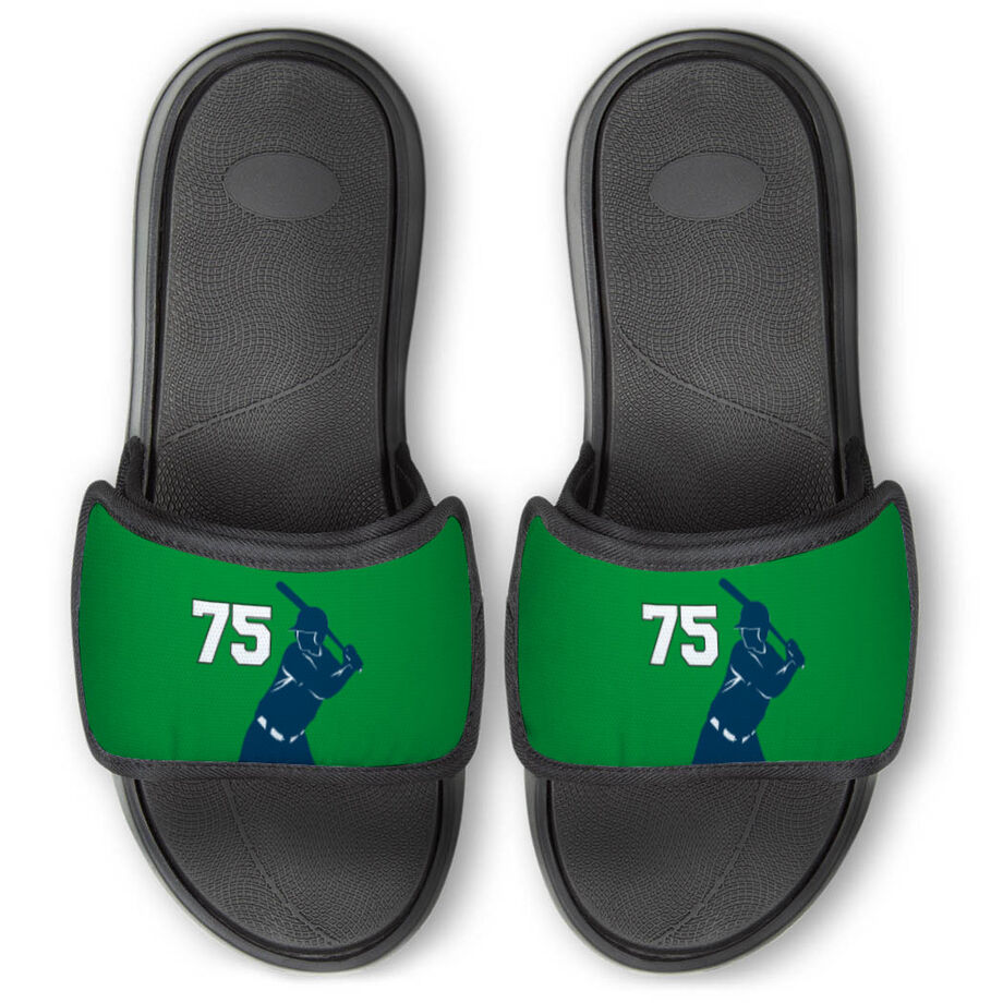 Softball Repwell&reg; Slide Sandals - Batter Silhouette with Number