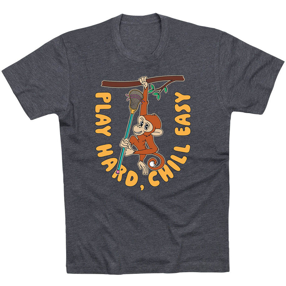 Guys Lacrosse Short Sleeve T-Shirt - Play Hard, Chill Easy