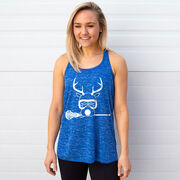 Girls Lacrosse Flowy Racerback Tank Top - Lax Girl Reindeer