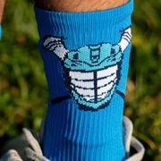 Guys Lacrosse Woven Mid-Calf Socks - Lax Helmet - Blue