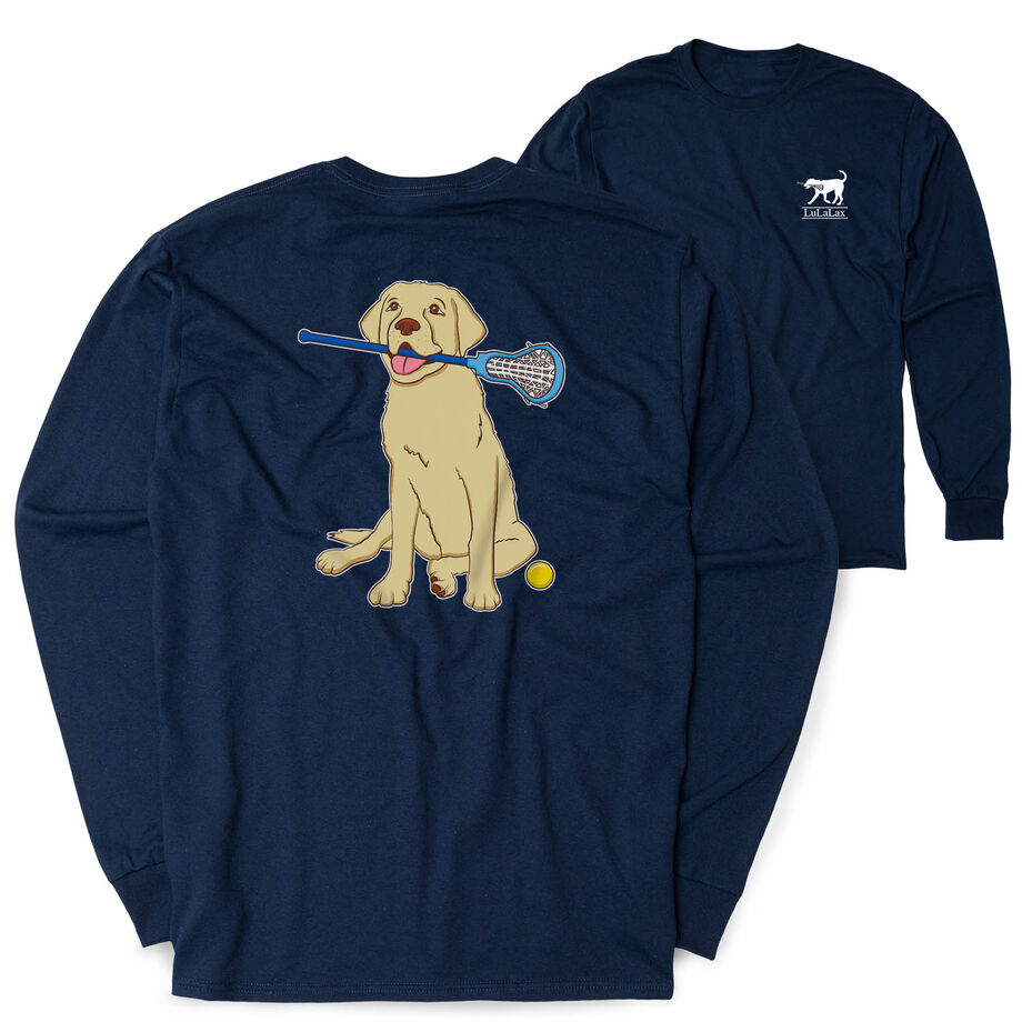 Girls Lacrosse Tshirt Long Sleeve - Chase The Lax Dog (Back Design)