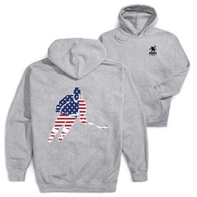 Hockey Hooded Sweatshirt - Hockey Stars and Stripes Player (Back Design)