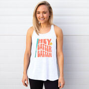 Softball Flowy Racerback Tank Top - Hey Batter Batter