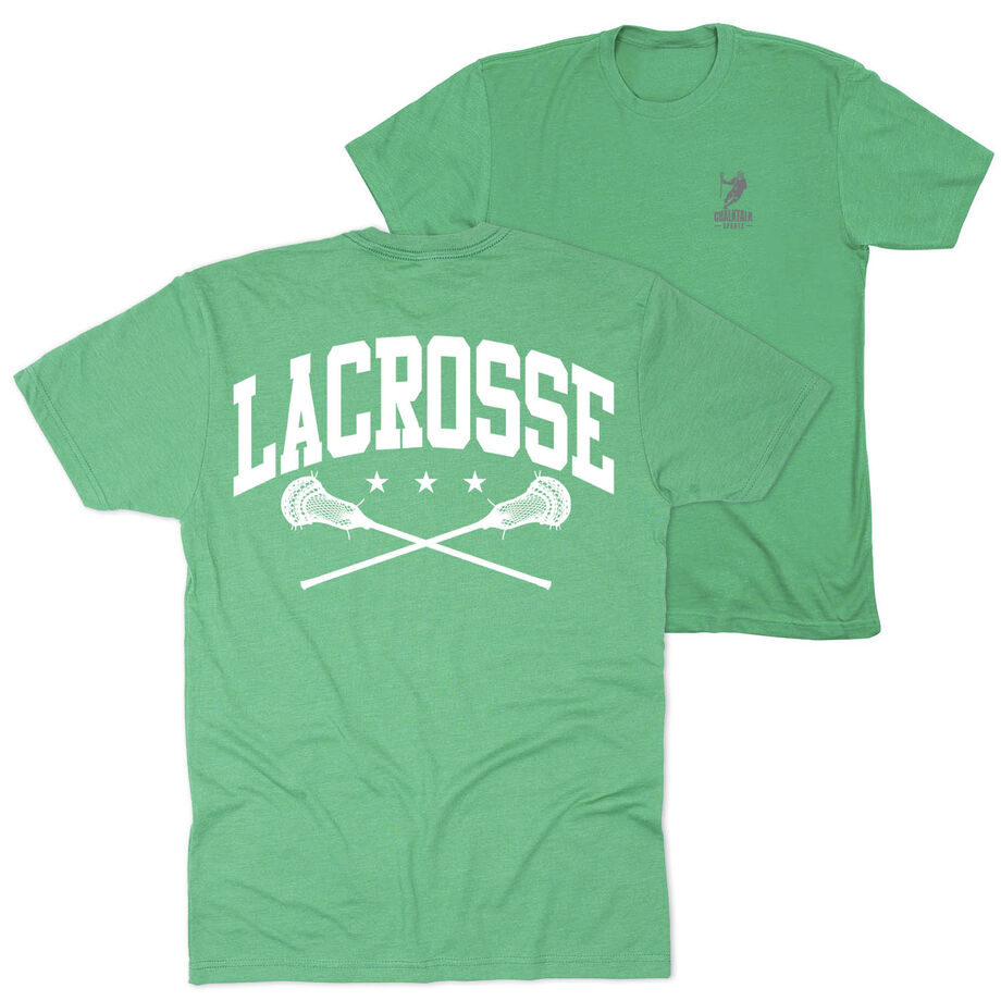 Guys Lacrosse Short Sleeve T-Shirt - Crossed Sticks (Back Design)