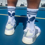 Pickleball Woven Mid-Calf Socks - Crossed Paddles