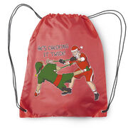 Guys Lacrosse Drawstring Backpack - Checking It Twice Lacrosse