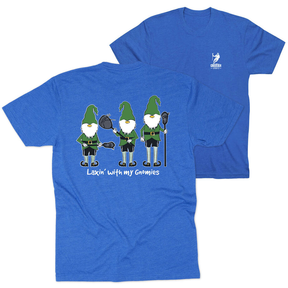 Guys Lacrosse  Short Sleeve T-Shirt - Laxin' With My Gnomies (Back Design)