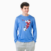 Guys Lacrosse Long Sleeve Performance Tee - Santa Laxer