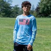 Guys Lacrosse Long Sleeve Performance Tee - Patriotic Lacrosse