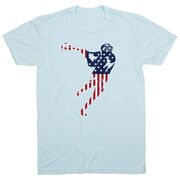 Guys Lacrosse Short Sleeve T-Shirt - American Flag Silhouette