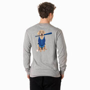 Baseball Tshirt Long Sleeve - Dinger the Baseball Dog (Back Design)