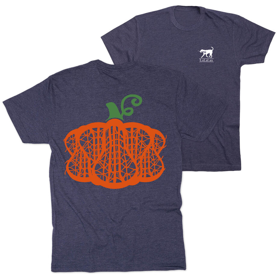 Girls Lacrosse Short Sleeve T-Shirt - Lax Stick Pumpkin (Back Design)