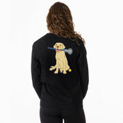 Girls Lacrosse Tshirt Long Sleeve - Chase The Lax Dog (Back Design)