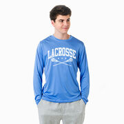 Guys Lacrosse Long Sleeve Performance Tee - Crossed Sticks