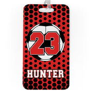 Soccer Bag/Luggage Tag - Personalized Soccer Ball with Dots Background