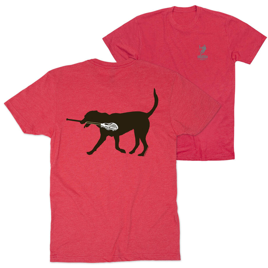 Guys Lacrosse Short Sleeve T-Shirt - Max The Lax Dog (Back Design)