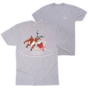 Wrestling Short Sleeve T-Shirt - Wrestling Reindeer (Back Design)