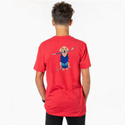 Hockey Short Sleeve T-Shirt - Puck The Hockey Dog (Back Design)