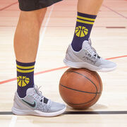 Basketball Woven Mid-Calf Socks - Ball (Navy/Gold)