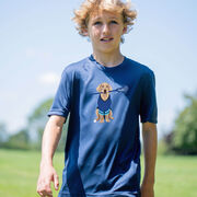 Guys Lacrosse Short Sleeve Performance Tee - Laxer the Lacrosse Dog