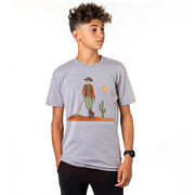 Guys Lacrosse Short Sleeve T-Shirt - Slingin Heat In The High Noon