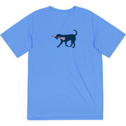 Girls Lacrosse Short Sleeve Performance Tee - LuLa the Lax Dog(Blue)