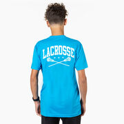 Guys Lacrosse Short Sleeve T-Shirt - Crossed Sticks (Back Design)